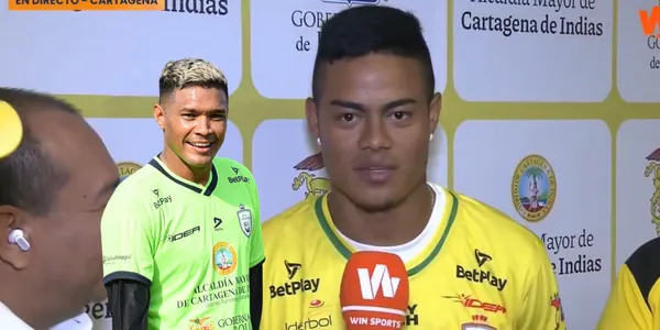 Sandoval llegó al Real Cartagena. Foto de Sandoval tomada de captura de pantalla de Win Sports y de Twitter @RealCartagena.