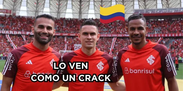 Santos Borré recibido por todo lo alto en Brasil. Foto de Borré tomada de Internacional en Twitter.