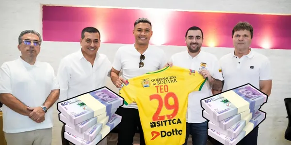 Teofilo firmó con el Real Cartagena. Foto de Teófilo tomada de Twitter @RealCartagena, pesos de 123RF.