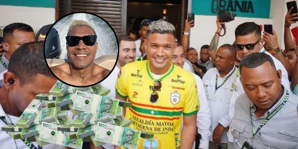 Teófilo Gutiérrez cuando fue presentado como jugador del Real Cartagena