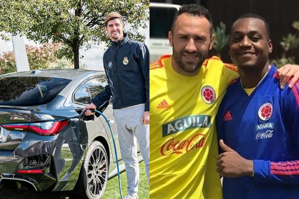 Thibaut Courtois en las redes sociales presumió el auto que le dio el Real Madrid y te mostramos cual es uno de los autos que usa el portero colombiano David Ospina.