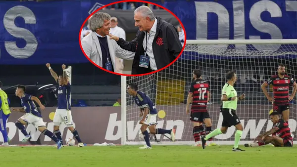 Tite y Alberto Gamero hablando previo al partido Millonarios vs Flamengo por Copa Libertadores