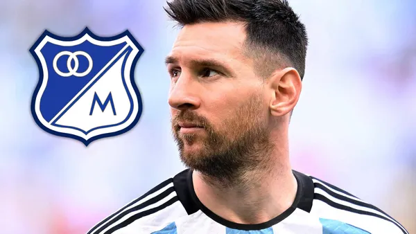 Tras enfrentar a Messi, un jugador se ofreció a Millonarios y sueña con brillar más que Falcao. Foto: Lionel Messi y Escudoteca