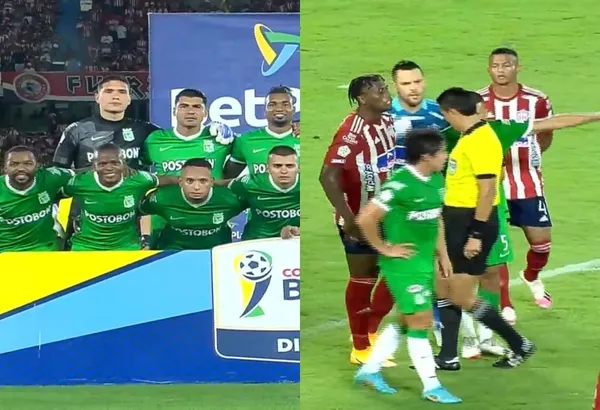 Un jugador de Atlético Nacional fue duramente marcado en el partido contra el Junior FC.