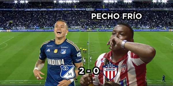 Un jugador del Junior FC arrugó contra Millonarios FC.