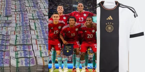 Un jugador de la Selección Alemania arrugó contra un futbolista de la Selección Colombia.