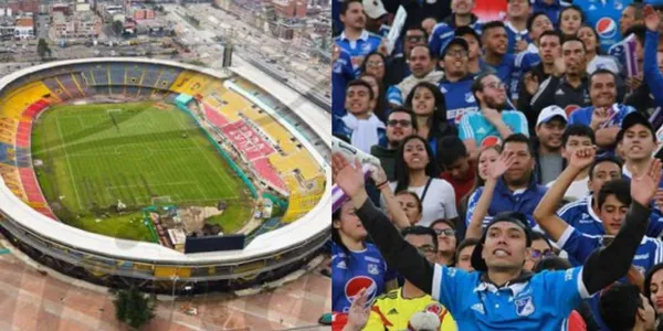 Un puñado de hinchas de Millonarios, pese a la prohibición de gente en las afueras o dentro del estadio, acudieron al escenario deportivo
