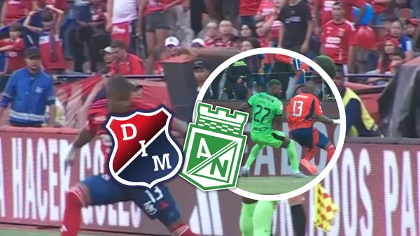 Una jugada polémica revisada por el VAR dejó a Medellín con un hombre menos en el clásico paisa Foto: Escudoteca y Captura de Win Sports