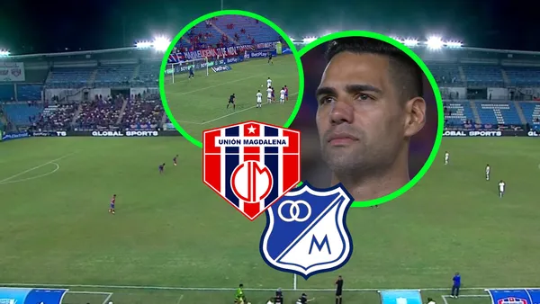 Unión Magdalena vs Millonarios Foto: Captura de Win Sports y Escudoteca