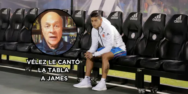 Vélez habló sobre James. (Foto de James tomada de Marca.com y foto de Vélez que es captura de pantalla de YouTube El Futbolero Colombia).