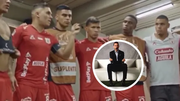 (VIDEO) Juanfer Quintero "toca el orgullo" del Deportivo Cali y esta es la reacción de sorpresa de Pablo Giralt. Foto: Captura de América de Cali y Pablo Giralt