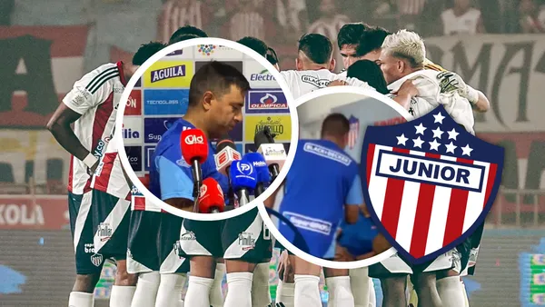 (VIDEO) ¡Le cantó la tabla! El bochornoso momento de César Farías con un periodista de Win Sports. Foto: Captura de X, Escudoteca y Junior FC