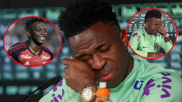 Vinicius Junior llorando en rueda de prensa previo Brasil vs España