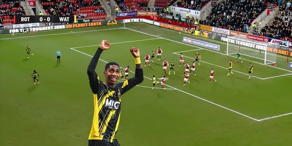 Yaser anotó de nuevo. Foto del gol captura de pantalla de YouTube Watford FC, Yaser de @WatfordFC.