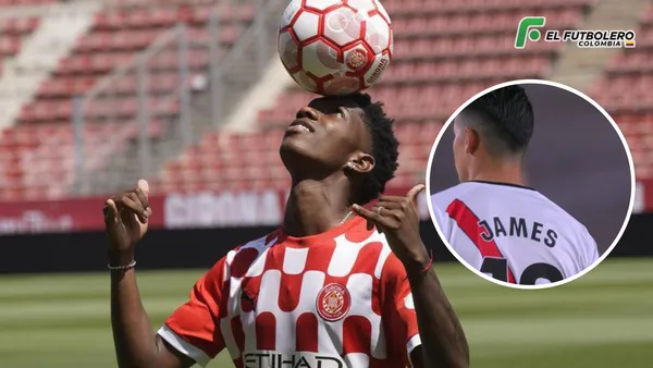 Yaser Asprilla y James Rodríguez Foto: Girona y Captura de Dsports