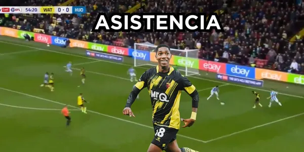 Yaser con asistencia en Inglaterra. Foto de Yaser tomada de Gol Caracol, juego captura de pantalla Twitter @Julian_Sierra4.