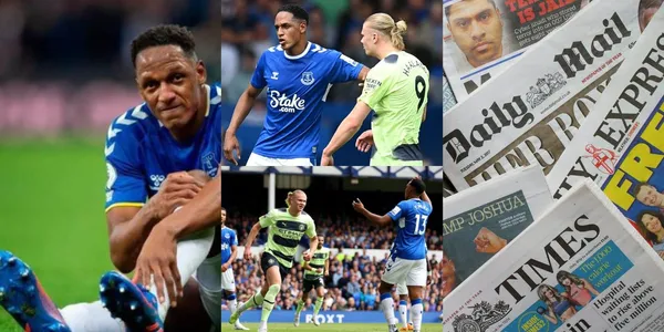 Yerry Mina arrugó en el Everton contra el Manchester City y la prensa le bajó la caña al colombiano.