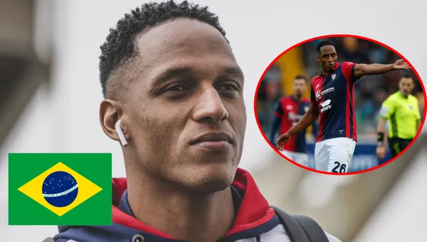 Yerry Mina con la camiseta de Cagliari de Italia