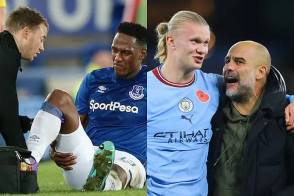 Yerry Mina está en duda en el Everton antes de enfrentarse al Manchester City de Pep Guardiola.