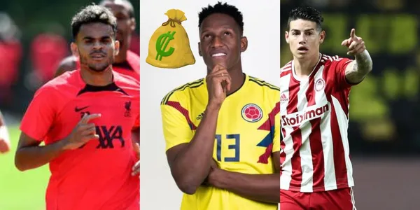 Yerry Mina pese a que está en la banca del Everton tiene un sueldo más alto que los de Luis Díaz y James Rodríguez juntos.