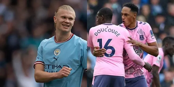 Yerry Mina regresó a la titular del Everton, jugó un partidazo y ya pensaría en Erling Haaland del Manchester City.