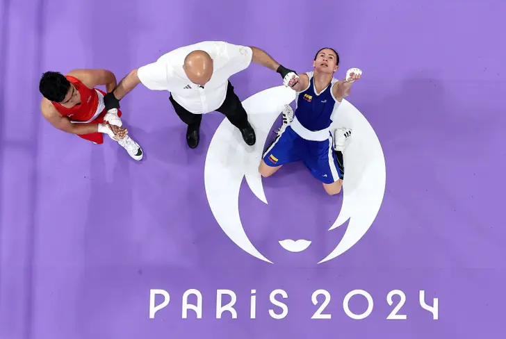 Yeni Arias tras clasificar a los cuartos de final en Parí 2024 Foto: Efe