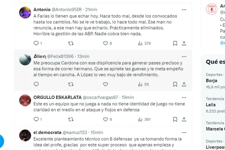Críticas de los hinchas del América a César Farías (captura de redes sociales)