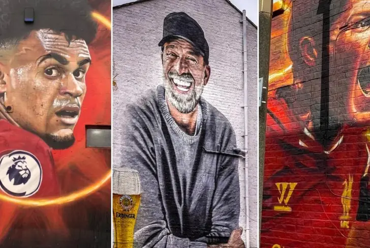 Mural de Luis Díaz que hicieron hinchas de Liverpool (Bolavip)