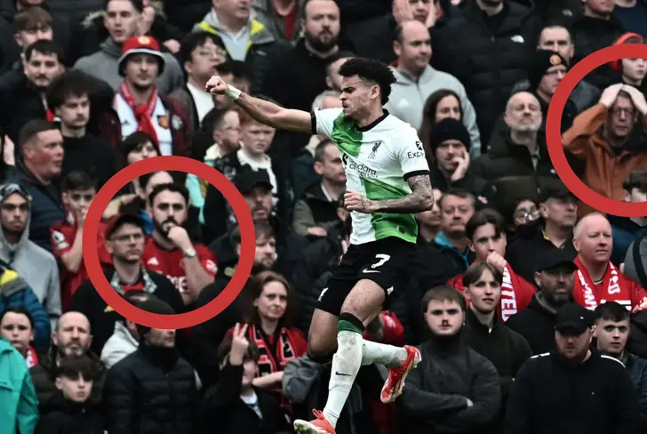 Reacción de los hinchas de United tras golazo de Luis Díaz (Cortesía ESPN)