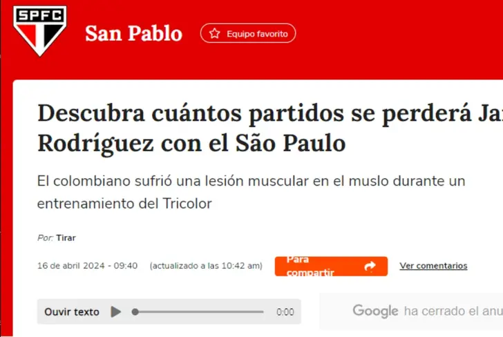 Terra hablando sobre James Rodríguez (Captura de pantalla)