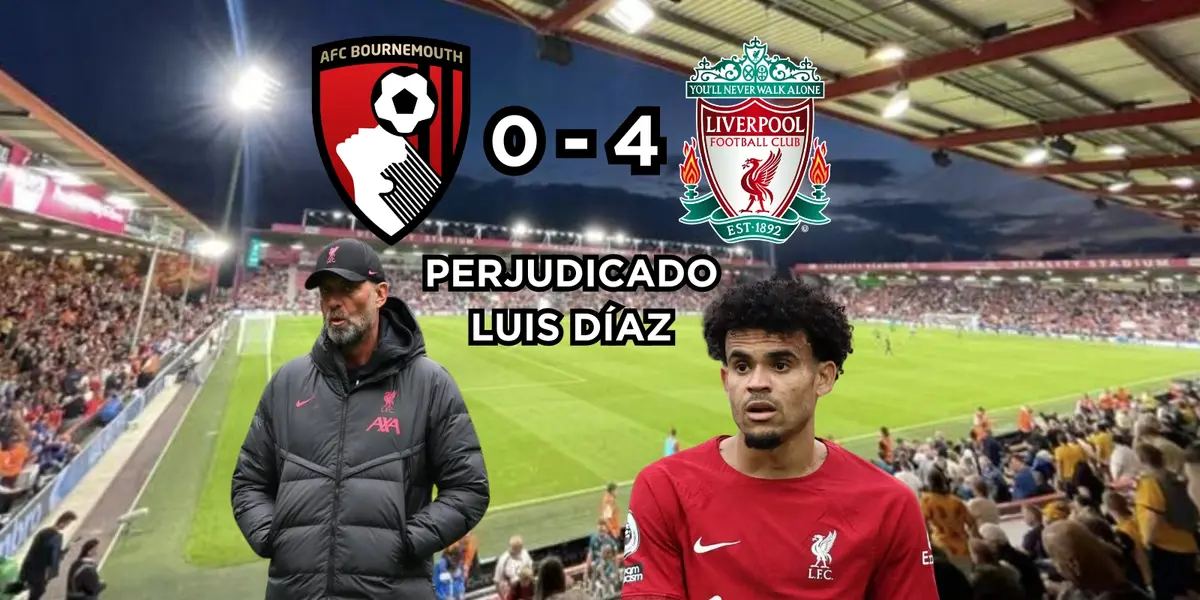   A Luis Díaz no le fue nada bien en el partido entre Liverpool contra Bournemouth.