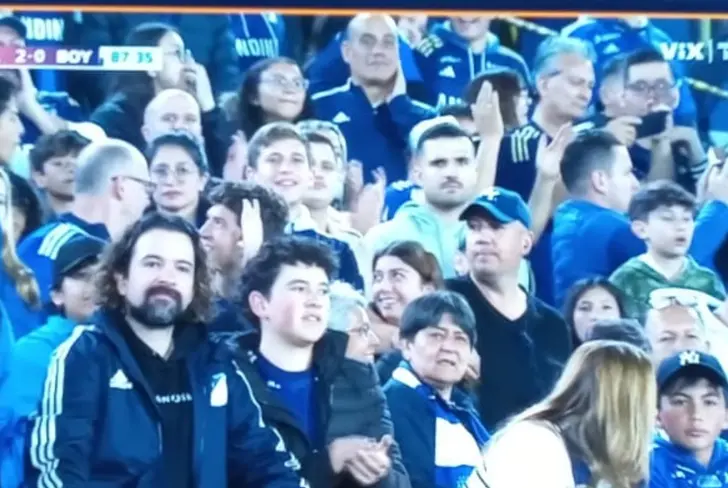 Hinchas de Millonarios aplaudieron a Giordana por su gol (Captura de pantalla de Win Sport)