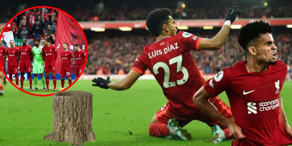 El tronco de Liverpool que casi trunca gol de Luis Díaz vs Burnley en la Premier (Foto tomada de CNN y Minuto 30)