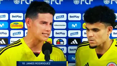 James Rodríguez junto a Luis Díaz dando unas declaraciones en la Selección Colombia