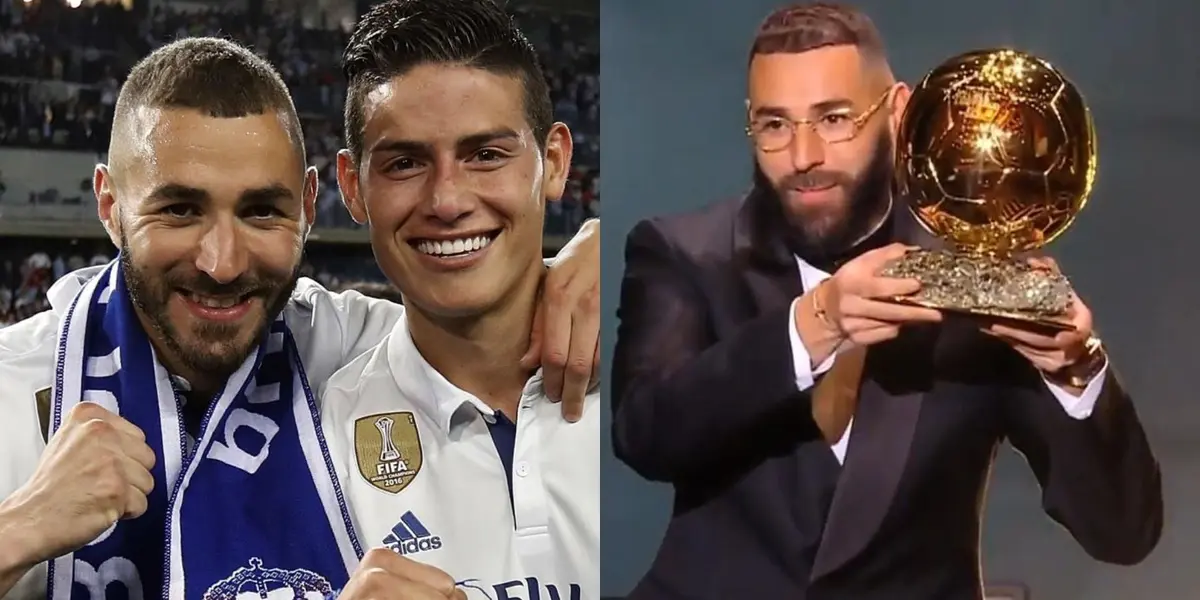 James Rodríguez le mandó un merecido mensaje a Karim Benzema por la obtención del Balón de Oro 2022.