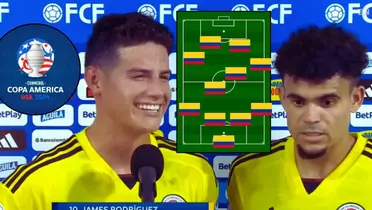 James Rodríguez y Luis Díaz luego de jugar con la Selección Colombia