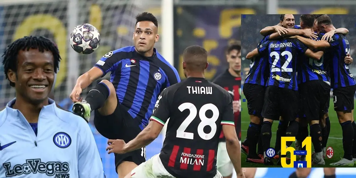 Juan Guillermo Cuadrado presenció desde el banco la goleada 5-1 de Inter al Milán en liga de Italia