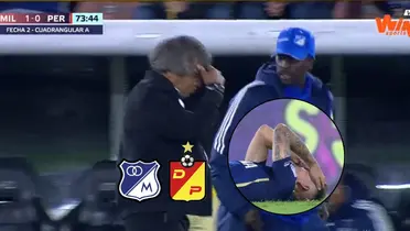 Jugador de Millonarios FC lesionado contra el Deportivo Pereira