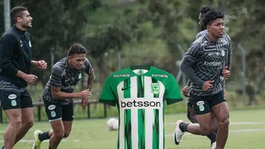 Jugadores de Atlético Nacional en un entrenamiento en Guarne