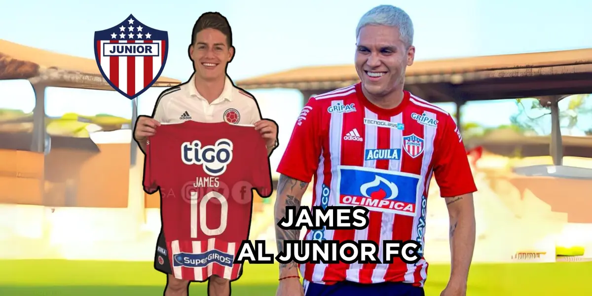Los hinchas de Junior FC hablan de James. Fotos de James y Quintero tomadas de Twitter @JuniorClubSA. 