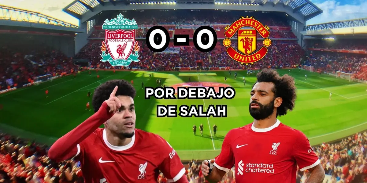 Luis Díaz tuvo una calificación por debajo Mohamed Salah en el partido entre Liverpool y Manchester United.