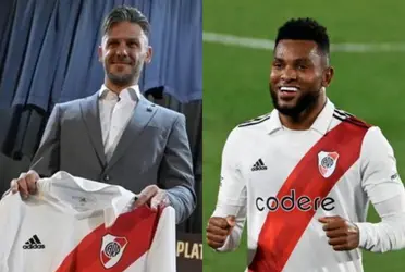 Miguel Ágel Borja le da buenas noticias a su entrenador Martín Demichelis en River Plate.
