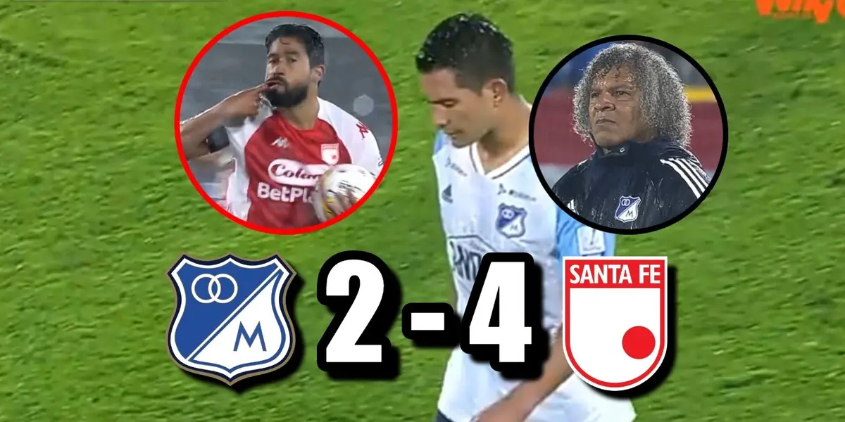 Millonarios FC como local cayó derrotado y goleado contra Santa Fe en Bogotá.