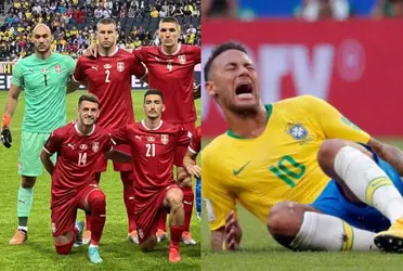 Neymar recibió una duras entrenadas en el juego entre la Selección Serbia y la Selección Brasil.