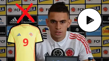 Rafael Santos Borré en rueda de prensa de la Selección Colombia