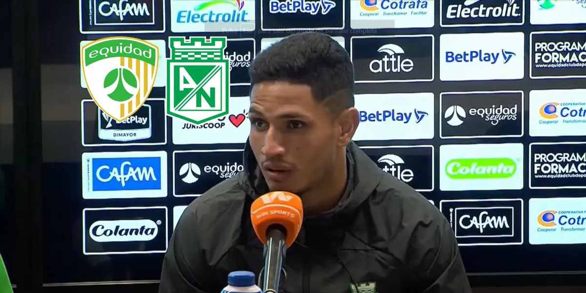 Ramírez habló en Nacional. Captura de pantalla de la rueda de prensa de DIMAYOR en YouTube, logos Wikipedia. 