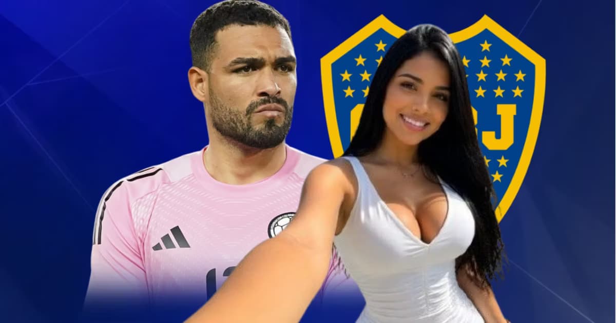 Alvaro Montero y el escudo de Boca Juniors