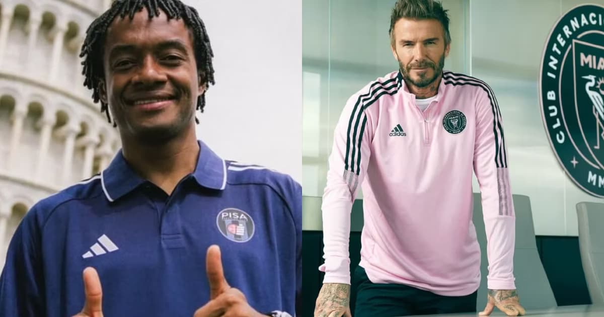 Juan Guillermo Cuadrado y David Beckham del Inter Miami