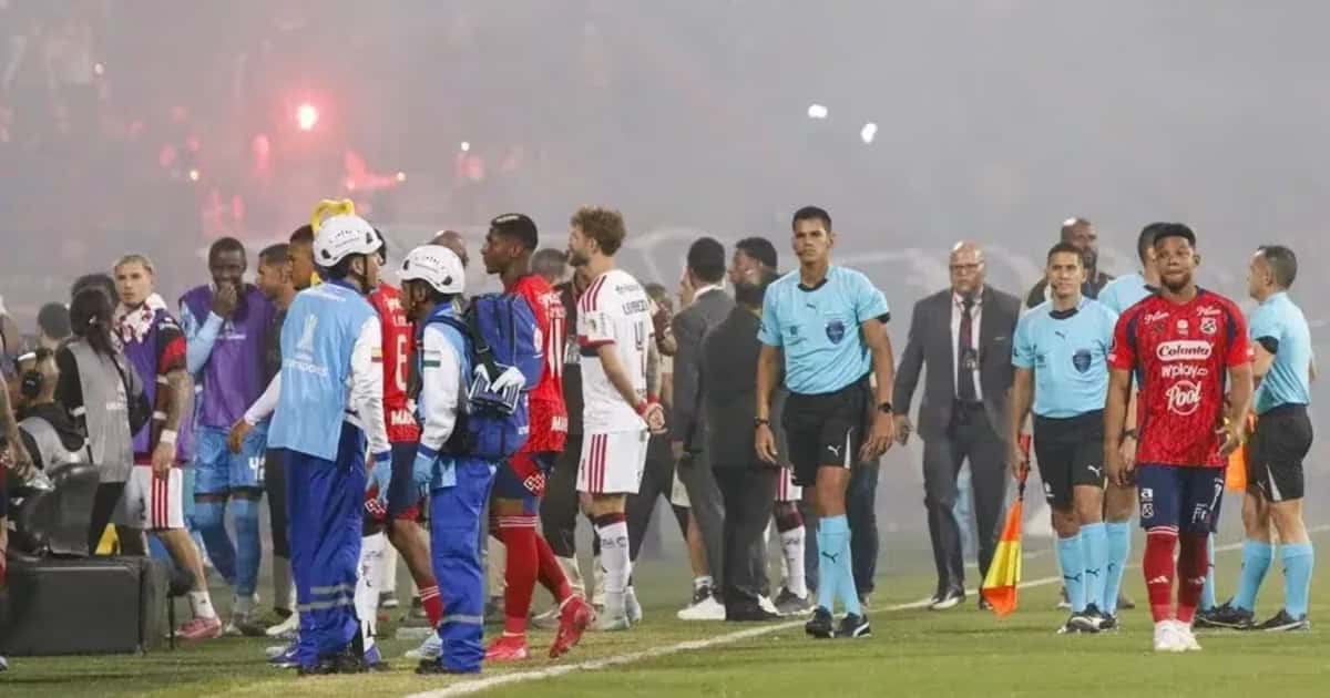 Disturbios en DIM vs Flamengo