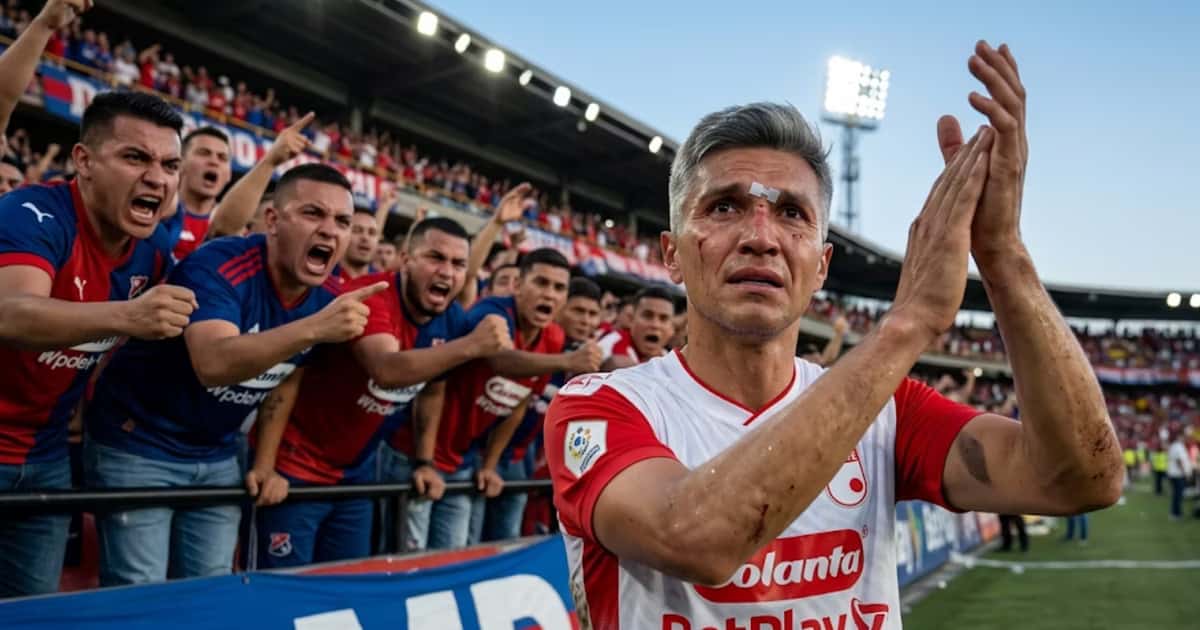 Daniel Torres fue agredido en el DIM 0-1 Santa Fe y aun así felicitó a la hinchada de Medellín